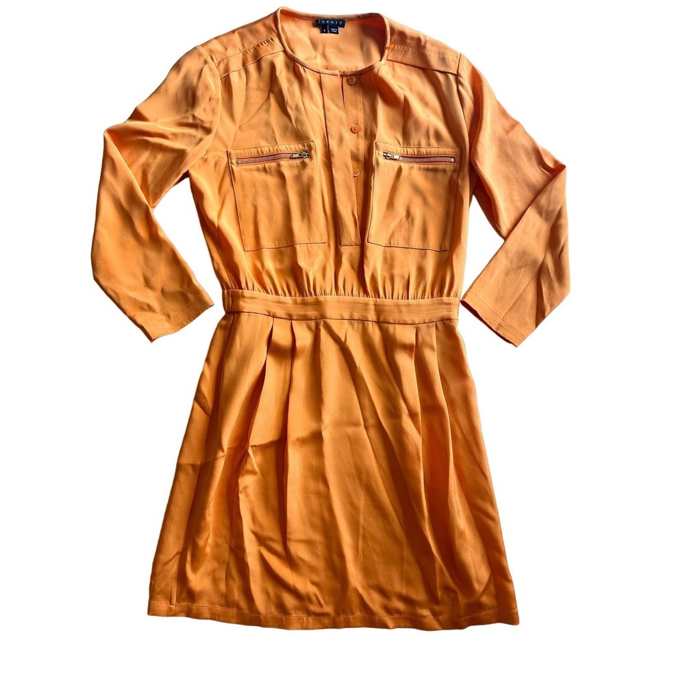 Theory Brunella Orange Silk Dress (Size 2)